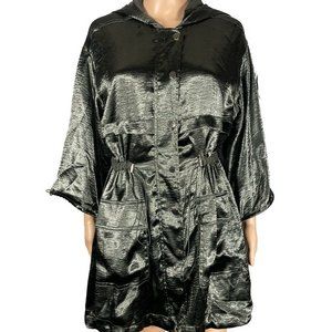 NWT BeBe Silk Hooded Lightweight Jacket Drapery Anorak